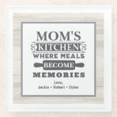 Mama zu Erinnerungen Rustikale Küche Glasuntersetzer (Vorderseite)