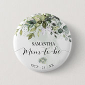 Mama zu Eucalyptus Greenery Baby Shower Button (Vorderseite)