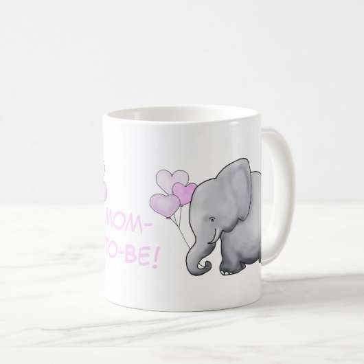 Mama-Zu-Ist niedlicher rosa Baby-Elefant mit Kaffeetasse (VorderseiteRechts)