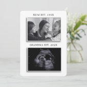 Mama zu Oma Est Schwangerschaftsankündigung Sonogr Einladung (Stehend Vorderseite)