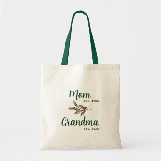 Mama zu Oma Weihnachtsfeiertag Mistletoe Custom Tragetasche (Vorne)