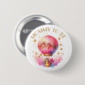 Mama zu Pink Gold Hot Air Balloons Baby Showdusche Button (Vorne & Hinten)