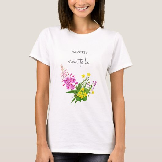 Mama zu sein adäquate Wildblume Skript gelb rosa T-Shirt (Vorderseite)