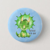 Mama zu Triceratops Kinderdusche Button (Vorderseite)
