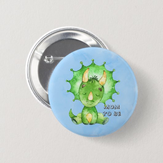 Mama zu Triceratops Kinderdusche Button (Vorne & Hinten)