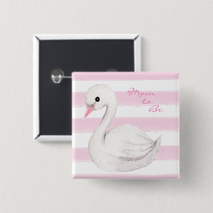 Mama zu Typografie Pink Stripe Swan Girl Dusche Button