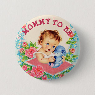 Mama zum Baby Shower Button Vintag Baby Girl