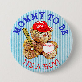 Mama, zum Baseball-Teddybär-Babyparty-Knopf zu Button