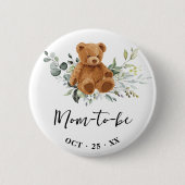 Mama zum Bear Greenerity Baby Shower Button (Vorderseite)