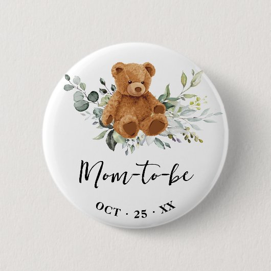 Mama zum Bear Greenerity Baby Shower Button (Vorderseite)