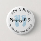 Mama zum Blue Footprints Baby Shootknopf Button (Vorderseite)