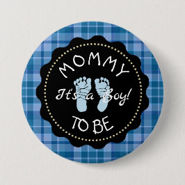 Mama zum Blue Kariert Baby Duschknopf Button
