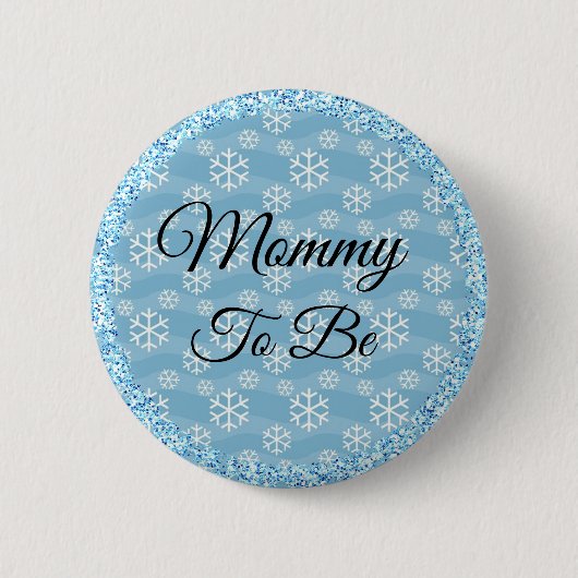 Mama zum Blue Winter Snowflake Baby Button (Vorderseite)