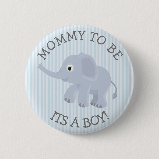 Mama, zum Elefant-blaues gestreiftes Button (Vorderseite)