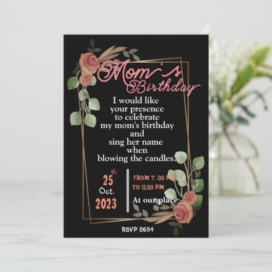 Mama zum Geburtstag Einladung (Stehend Vorderseite)