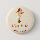 Mama zum Kleinen Firefighter Baby Showknopf Button (Vorderseite)