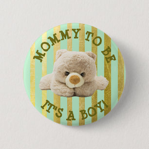 Mama zum "Teddy Bear" Geen Baby Showknopf Button