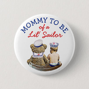 Mama, zum von einer Lil Seemann-SeeBabyparty zu Button