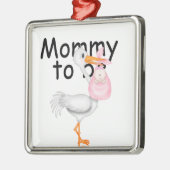 Mama zum zu sein. Mutterschaftsstorch Silbernes Ornament (Links)
