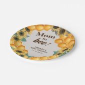 Mama zur Baby-Dusche mit gelber Sonnenblume Pappteller (Schrägansicht)