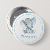 Mama zur Junge Mutter Elephant Baby Boy Shower Blu Button (Vorne & Hinten)
