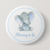 Mama zur Junge Mutter Elephant Baby Boy Shower Blu Button (Vorderseite)