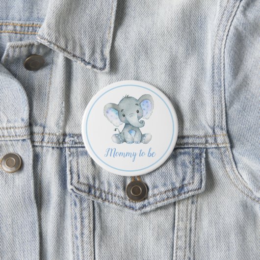 Mama zur Junge Mutter Elephant Baby Boy Shower Blu Button (Beispiel)
