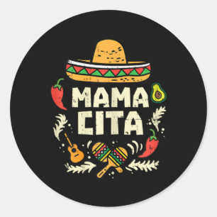 Mamacita Familie Cinco De Mayo passende mexikanisc Runder Aufkleber