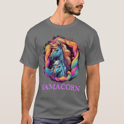 Mamacorn Pregnant Unicorn Mutter Tochter Frauen fu T-Shirt (Vorderseite)