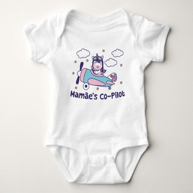Mamães Co-Pilot - Unicorn-Flugzeug Baby Strampler (Vorderseite)