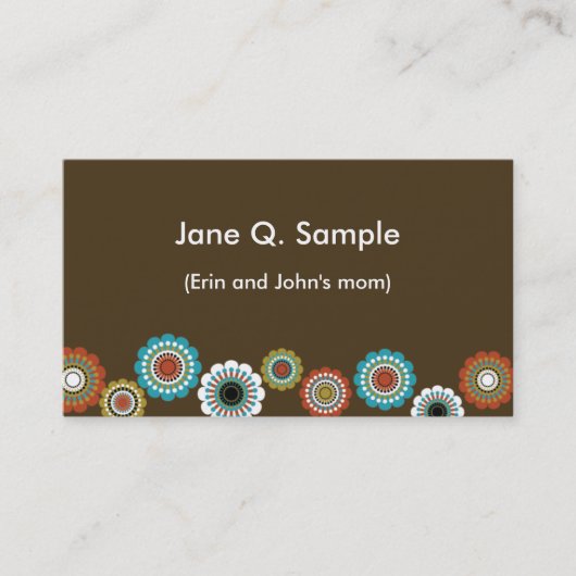 Mamainformationskarte im Braun Telefonnummerkarte (Vorderseite)