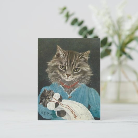 Maman et bébé Chat Postkarte (Stehend Vorderseite)