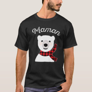 Maman Polar Bear   Mama Red Kariert Matching Famil T-Shirt