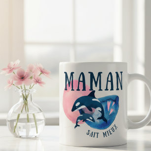 Maman Sait Mieux Mutter Schwertwal Wasserfarben Ka Kaffeetasse