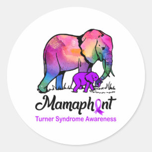 Mamaphant Mama Elephant Turner Syndrome Awareness Runder Aufkleber