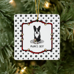 Mamas Boy Boston Terrier (schwarz) - Niedlicher Hu Keramikornament