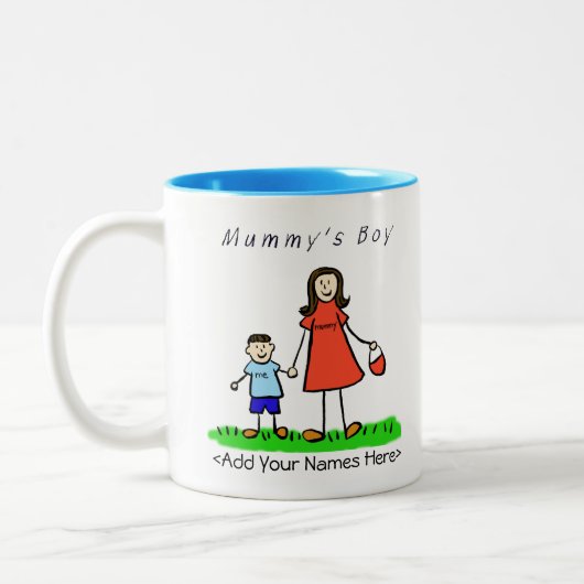 Mama's Boy - Brünette Mutter & Sohn Custom Tasse (Links)