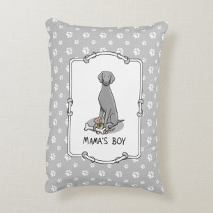 Mama's Boy Weimaraner (grau 1) Spielhundin Mutter  Dekokissen