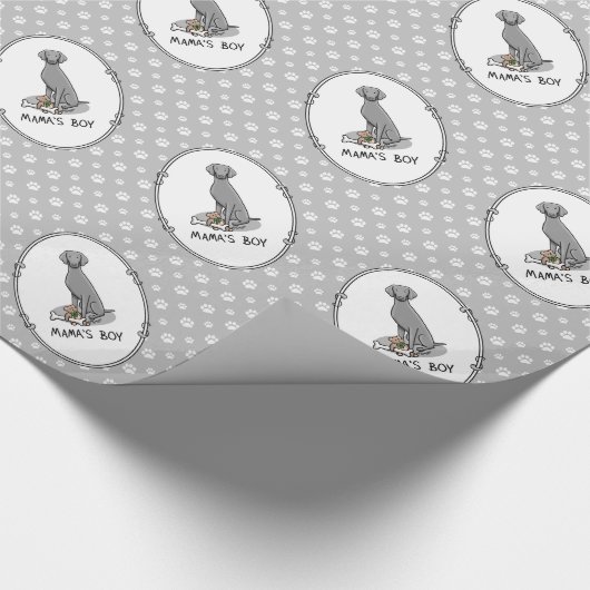Mama's Boy Weimaraner (grau 1) Spielhundin Mutter Geschenkpapier (Ecke)