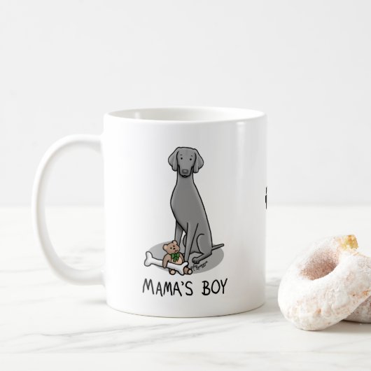 Mama's Boy Weimaraner (grau 1) Spielhundin Mutter  Kaffeetasse (Mit Donut)