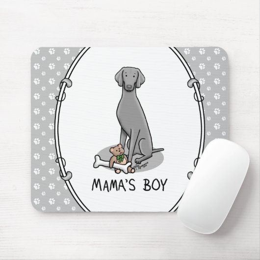 Mama's Boy Weimaraner (grau 1) Spielhundin Mutter Mousepad (Mit Mouse)