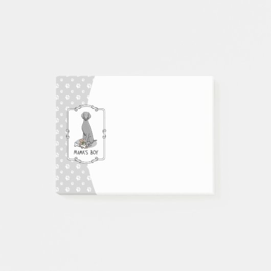 Mama's Boy Weimaraner (grau 1) Spielhundin Mutter  Post-it Klebezettel (Vorderseite)
