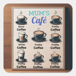 Mama's Cafe Postkarte Quadratischer Aufkleber