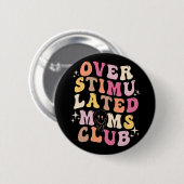 Mamas Club Retro Groovy Mütter Tag Button (Vorne & Hinten)
