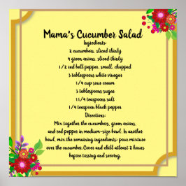 Mama's Cucumber Salad Recipe Poster Erinnerungen