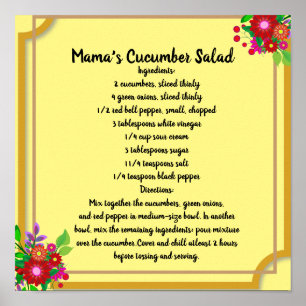 Mama's Cucumber Salad Recipe Poster Erinnerungen