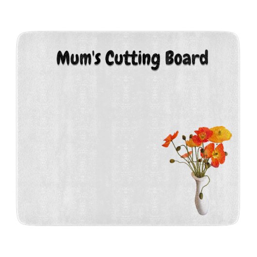Mama's Cutting Board mit Vase aus Pflücken Schneidebrett (Vorderseite)