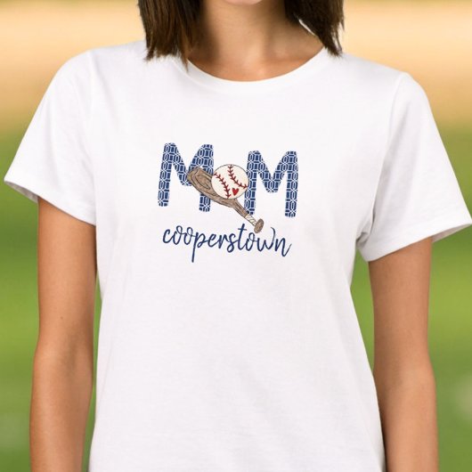 Mamas der Baseball-Mama Cooperstown Navy Geometric T-Shirt