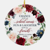 Mamas der Schule Personalisiert Boho Floral Friend Keramik Ornament (Hinten)