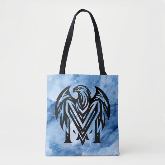 Mamas fett Adler auf Blue Smoke Große Schulterhaut Tasche (Vorderseite)